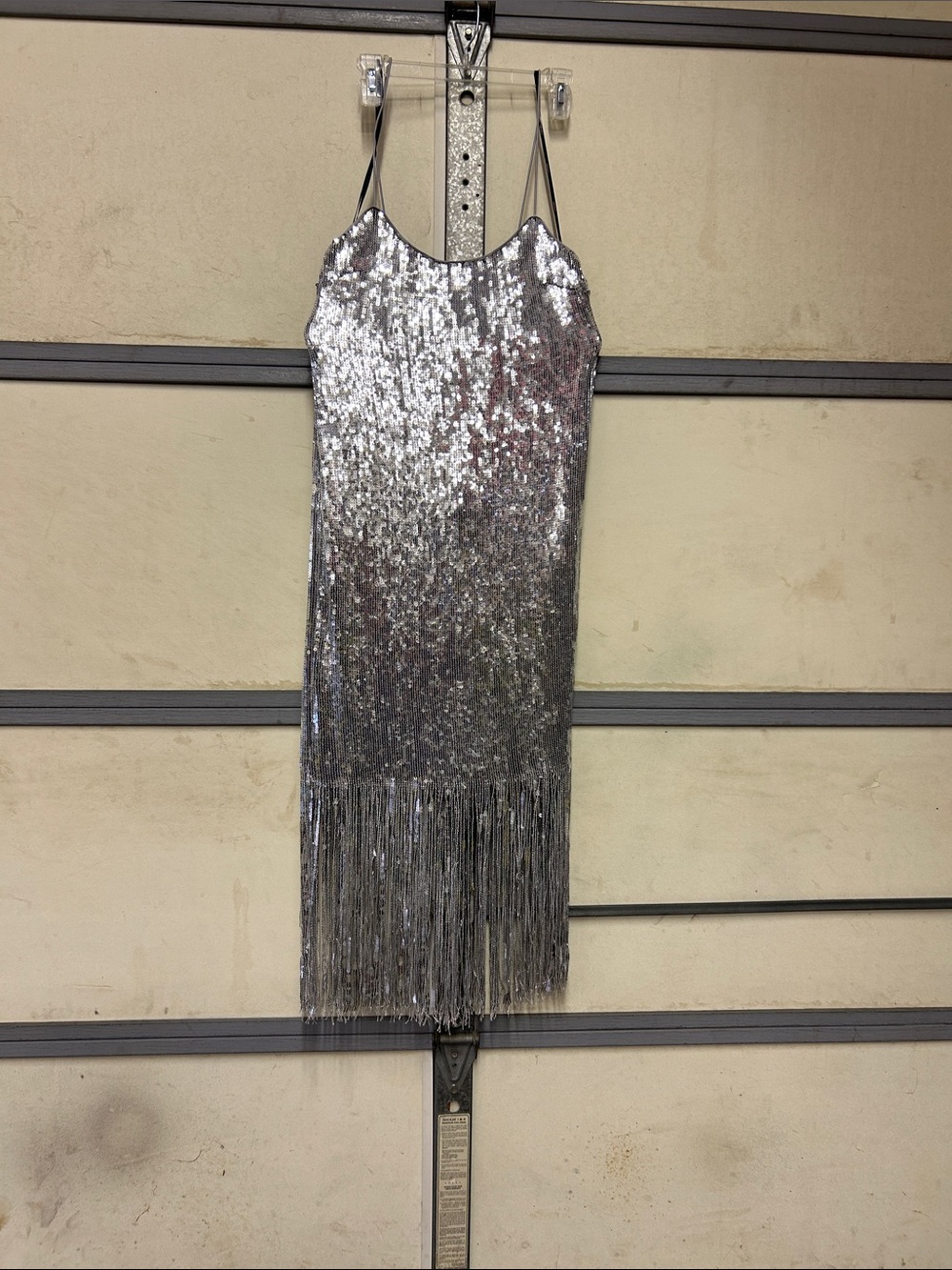 Forever 21 Silver Sequin Fringe Slip Mini Dress